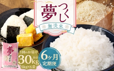 【6ヶ月定期便】無洗米 食味鑑定士厳選 夢つくし 30kg （5kg×6袋） お米 米 白米 食品 ご飯 飯 6ヶ月 定期便 5kg 6袋