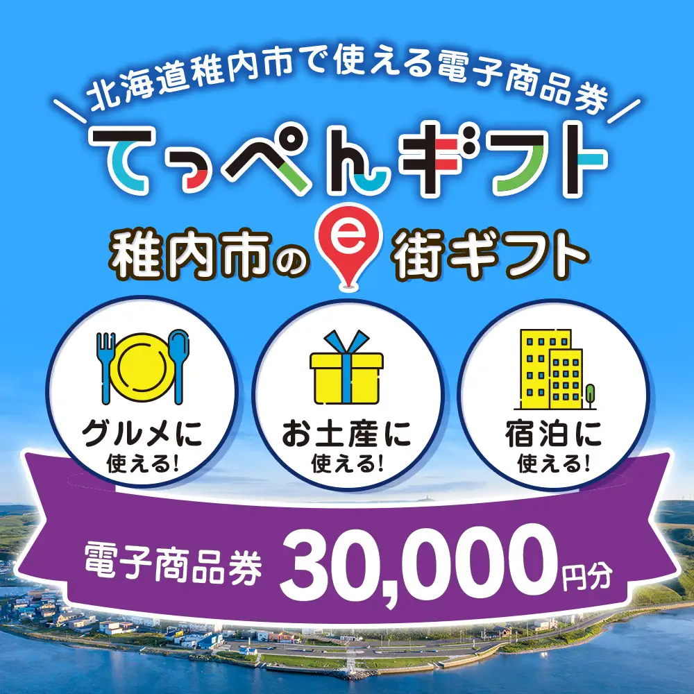  【ふるさと納税】稚内市e街ギフト 30,000円分
