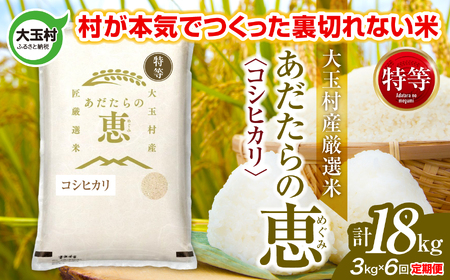 【定期便】大玉村産厳選米「あだたらの恵」特等　（品種：コシヒカリ）18kg（3kg×6回） | on-akt-3kg-t6-r7