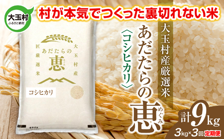 【定期便】大玉村産厳選米「あだたらの恵」　（品種：コシヒカリ）9kg（3kg×3回） | on-ak-3kg-t3-r7