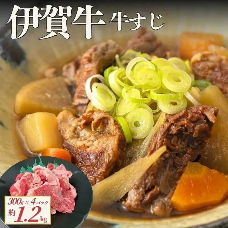 伊賀牛 牛すじ約1.2g (約300g×4パック)【cook0056】