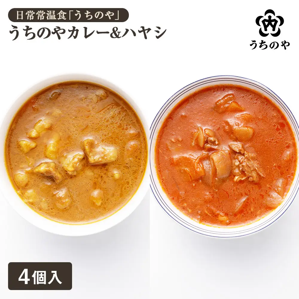 日常常温食「うちのや」 うちのやカレー&ハヤシ 各2個セット レトルト