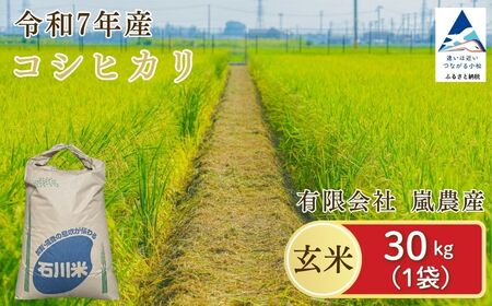 令和7年産 コシヒカリ 玄米 30kg｜米 コメ お米 げんまい 石川県産 小松市産 【有限会社嵐農産】