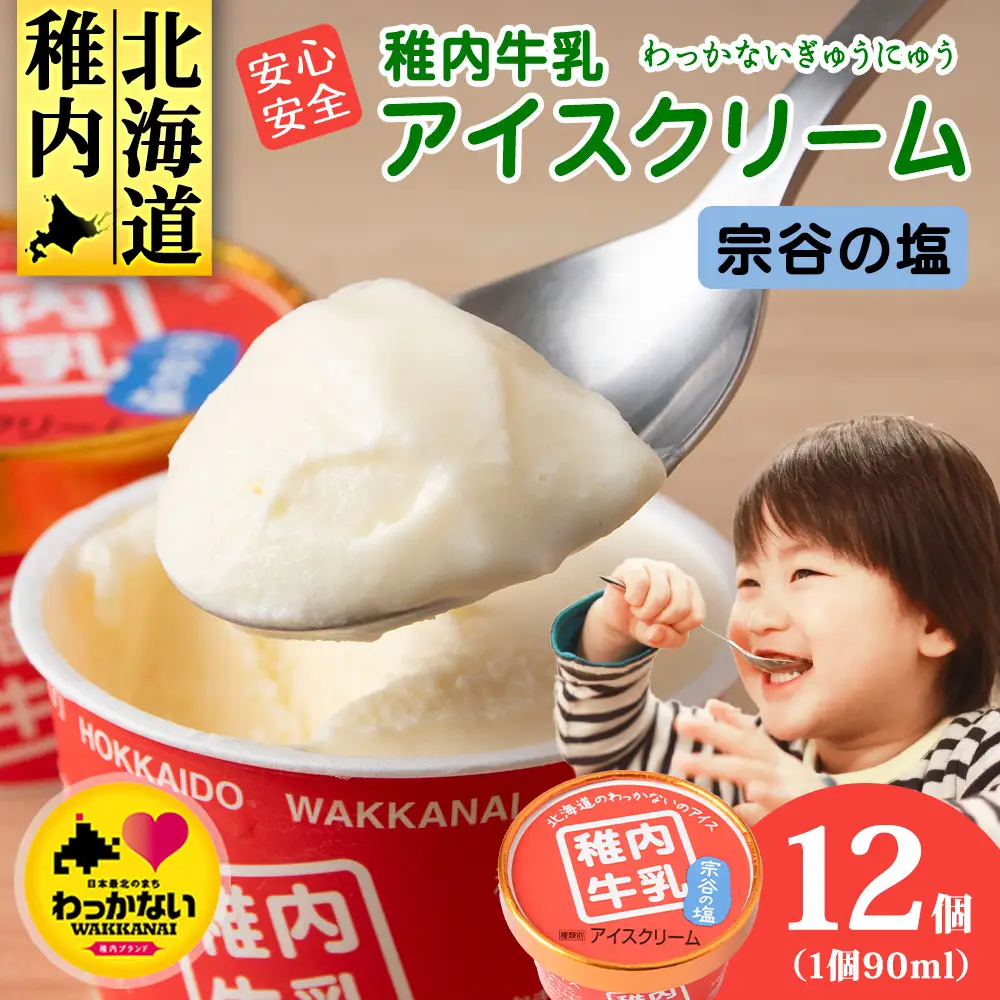 稚内牛乳 アイスクリーム 宗谷の塩　12個セット（各90ml）