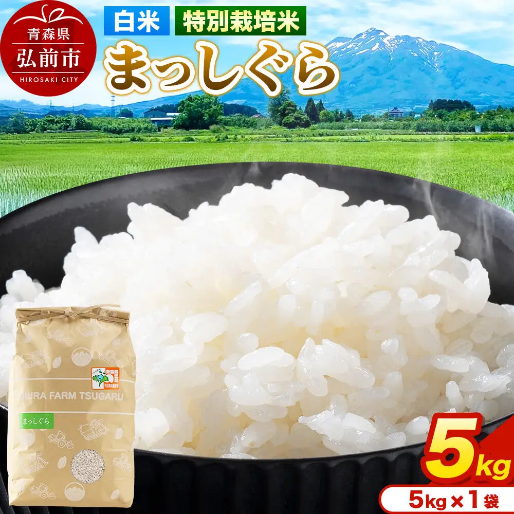 米【特別栽培米】まっしぐら 白米 5kg（5kg×1袋）令和7年産 青森県弘前市産