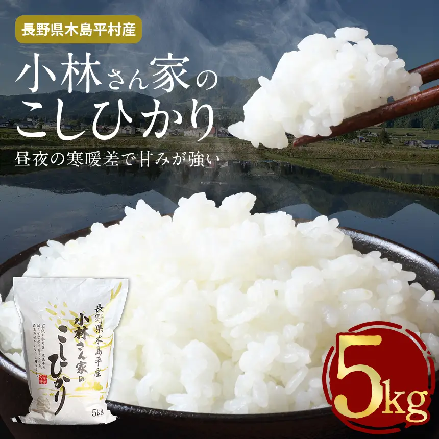 木島平産 小林さん家のこしひかり 約5kg | 米 こしひかり コシヒカリ 定番 品種 特別栽培 寒暖差 木島平村 長野県 信州