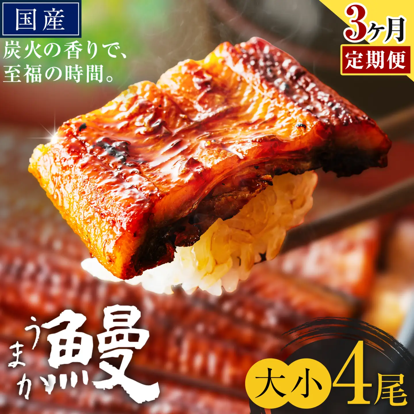 【3ヶ月定期便】うなぎ 大小 4尾  国産 鰻 真空パック おすすめ うなぎの蒲焼 《お申込み翌月から出荷》 ふるさとのうぜい 特上 簡易包装 ウナギ unagi 蒲焼 秋 冬 旬 配送時期 冷凍