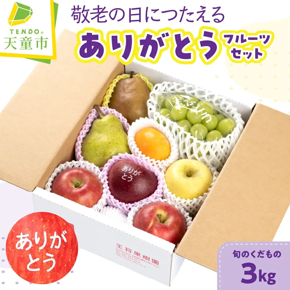敬老の日 につたえる ありがとう フルーツ セット 3kg 果物 山形