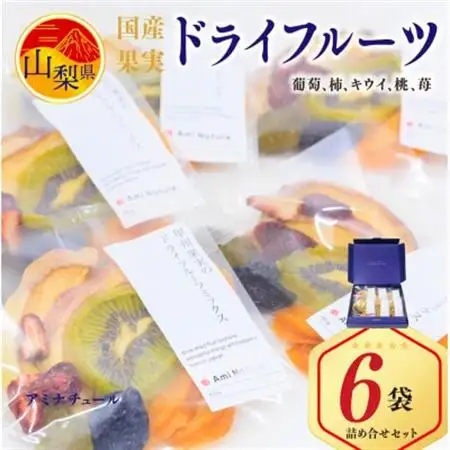 色鮮やかに果物を楽しむ!ドライフルーツ国産果実5種詰め合せ6袋入り【砂糖・保存料不使用】【1212533】