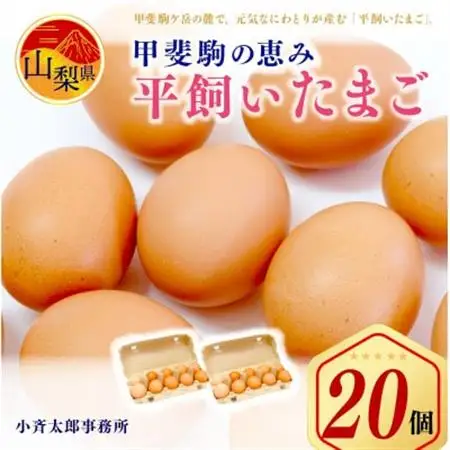 甲斐駒の恵み・着色料無添加の平飼いたまご20個【配送不可地域：離島】【1226019】