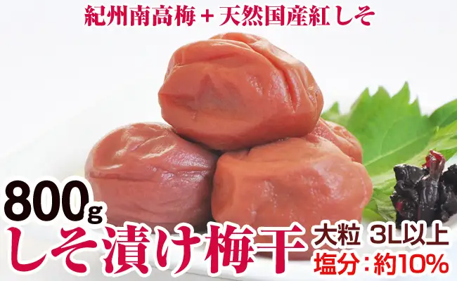【0281-4】しそ漬け梅干（紀州南高梅）800g 大粒 3L以上 和歌山県産