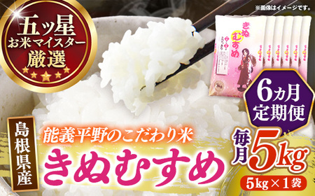 【定期便】五ツ星お米マイスター厳選 能義平野のきぬむすめ 5kg×6ヵ月 【令和7年産 ５KG 6ヶ月 毎月 計30kg 精米 白米 ご飯 お米 美味しい 安心 安全 沼田米穀店 島根県 安来市】【価格変更】【74-NB-11】
