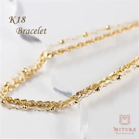 【山梨県】【ジュエリー】K18 shiny rope/シャイニーロープ 2連ブレスレット【配送不可地域：離島・沖縄県】【1608875】