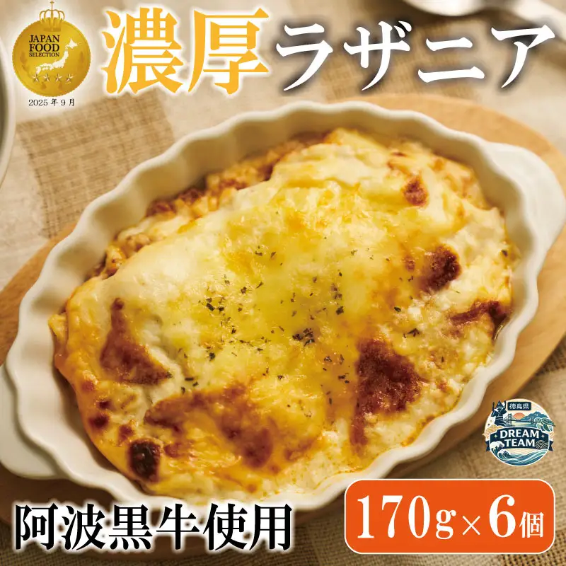 濃厚 ラザニア 170g×6個 国産 阿波黒牛 阿波牛 牛肉 豚肉 合い挽き 合挽き 合挽  チーズ 徳島県 ドリームチーム
