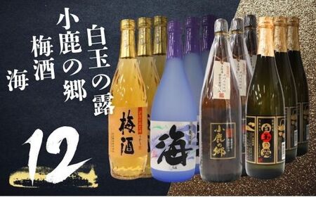 No.5070-1 白玉の露・梅酒・小鹿の郷・海 （4合瓶）12本セット