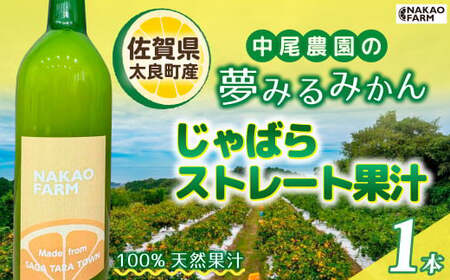 【数量限定】中尾農園の夢みるみかん じゃばらストレート果汁 720ml x 1本 【7営業日以内発送】 ジャバラ じゃばら 希少 柑橘 果汁 ストレートジュース 飲料 ジュース 国産 ギフト 贈答品 贈り物 佐賀県 太良町 MA11x1