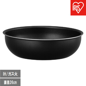 ダイヤモンドコートパン 炒め鍋２６ｃｍ ＩＨ・ガス火対応 NTF-SEI26W ブラックメタリック