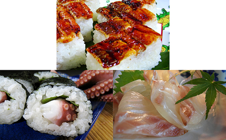 明石海峡セット（穴子箱寿司・蛸巻き寿司・鯛昆布締め）【配送不可：北海道・青森・岩手・秋田・沖縄・離島】 魚貝類 アナゴ たこ タコ タイ 詰め合わせ 