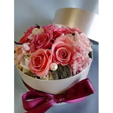 プリザーブドフラワー　サークルBOX　ピンク【1713782】