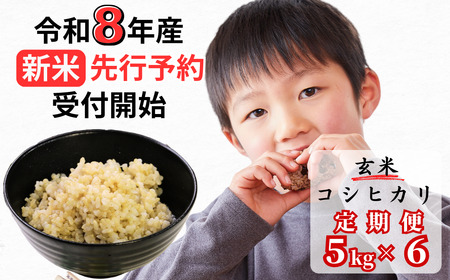 【令和8年産新米・先行予約】【6回定期便】あわくら源流米 コシヒカリ 玄米 5kg｜西粟倉村産・昼夜寒暖差が育む甘み｜ふるさと納税 K-ab-CFZA