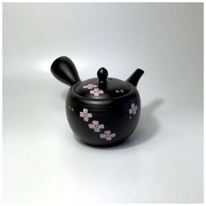 春秋　23号艶黒棗線帯花水木急須　4-596｜陶器 やきもの 焼き物 手作り 職人 春秋窯 鋳込み 丸よ小泉 愛知県 常滑市