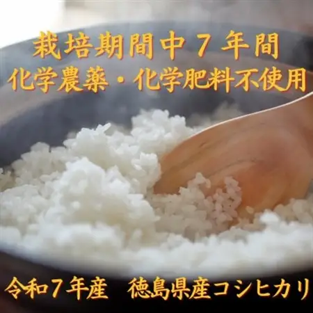 栽培期間中7年間化学農薬・化学肥料不使用　徳島県産コシヒカリ　10kg　精米【1711898】