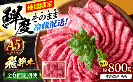 【6回定期便】 ※冷蔵配送/地域限定※ 飛騨牛 モモ すきやき 800g 瑞浪市 / きなぁた瑞浪 和牛 国産 岐阜県産[AZCI081]