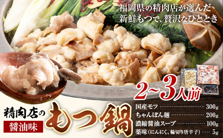 精肉店の もつ鍋 セット ちゃんぽん麵 2～3人前 地域商社ふるさぽ《90日以内に出荷予定(土日祝除く)》福岡県 鞍手郡 小竹町 もつ 鍋 牛モツ 醤油