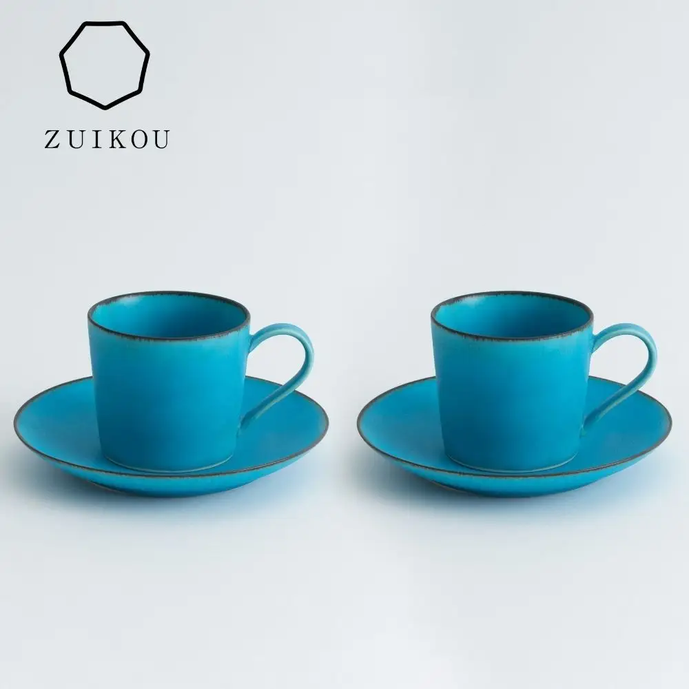 【瑞光窯-ZUIKOU-】カップ&ソーサー ペアセット(ターコイズブルー/青)｜京都 カップ 食器 清水焼	
