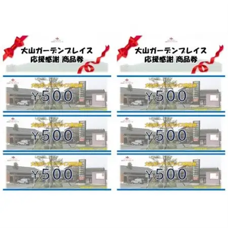 伯耆町応援感謝商品券計3000円分【1703497】