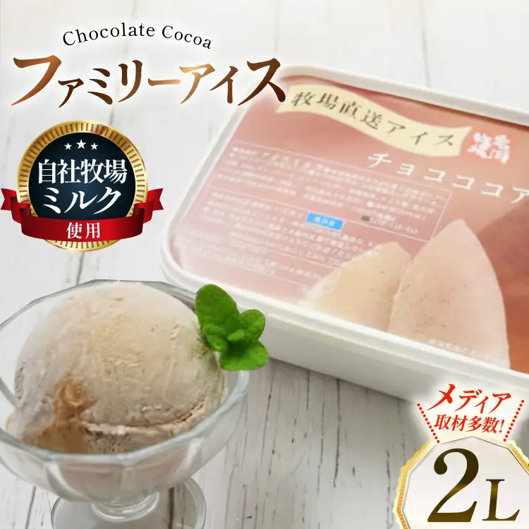 テレビで紹介！ アイス ジェラート チョコココア 2L ファミリーサイズ ジャンボサイズ [岩瀬牧場 北海道 砂川市 12260963]