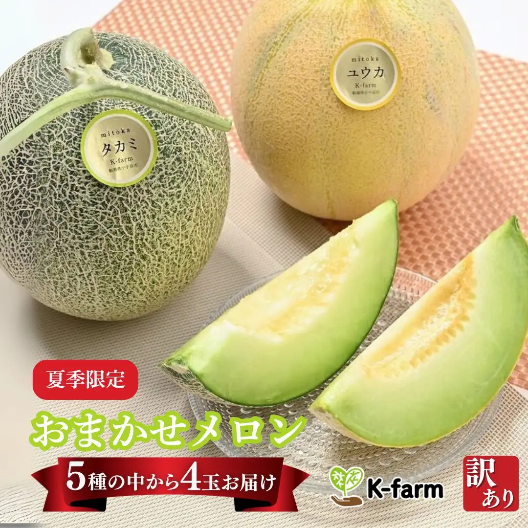 【先行予約 令和8年夏発送 】 K-farmのおまかせメロン4玉 【訳あり】