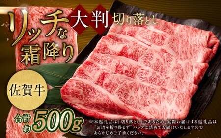 【2025年9月初登場】 佐賀牛 リッチな霜降り 大判 切り落とし 500g  ／ 黒毛和牛 黒毛和種 和牛 牛肉 お肉 肉 霜降り 九州 福岡県 太宰府市 冷凍