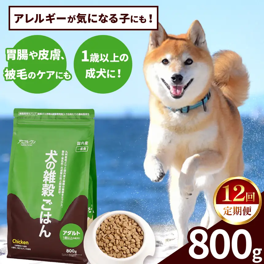 【12回定期便】アニマル・ワン 雑穀ごはん 800g×１袋 | ドッグフード