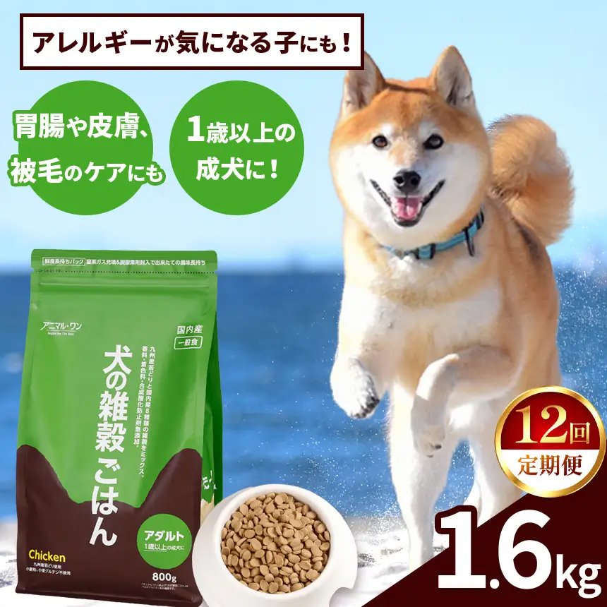 【12回定期便】アニマル・ワン 雑穀ごはん 1.6kg×１袋 | ドッグフード