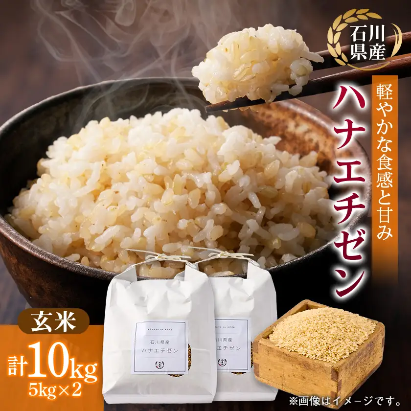 【さっぱりとした食感と甘み】石川県野々市市産ハナエチゼン 令和7年産玄米10kg(5kg×2袋)【1685205】