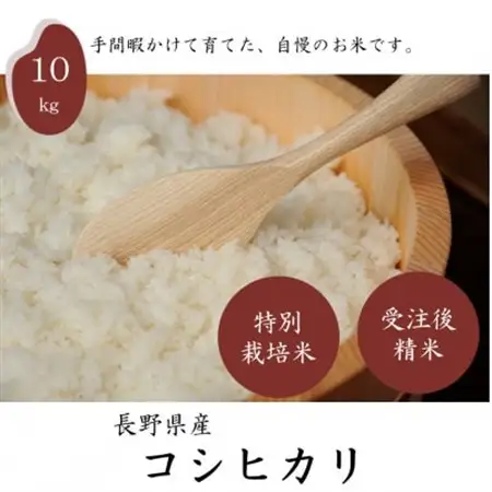 【毎月定期便】長野県産特別栽培米 コシヒカリ 10kg全3回【4082363】