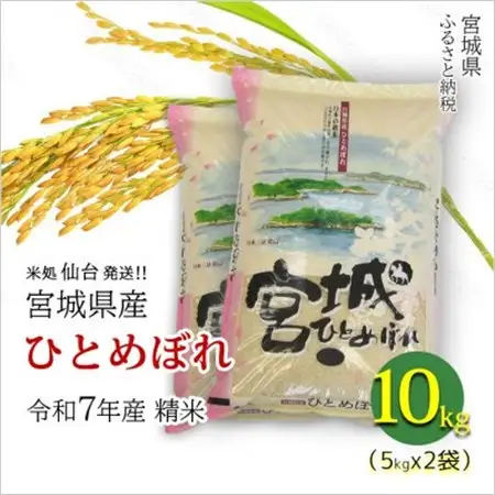 【ひとめぼれ】宮城県産 令和7年産 精米 10kg(5kg×2袋)【1700756】