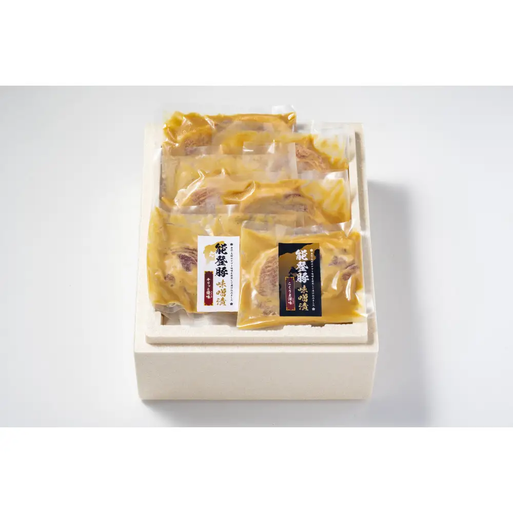 能登豚味噌漬食べ比べセット2種（キリッと優味240ｇ×3、こくうま深味230ｇ×3）