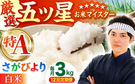 【全12回定期便】 さがびより 白米 3kg（3kg×1袋）【五つ星お米マイスター厳選】特A米 特A評価[HBL103]