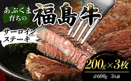 あぶくま育ちの福島牛サーロインステーキ 600g（3人前） 福島県 伊達市 牛肉 黒毛和牛 和牛 国産 F21C-452