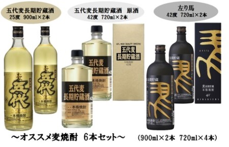 山元酒造 オススメ麦焼酎 6本セット（小） 900ml×2本 720ml×4本 焼酎 本格焼酎 麦 鹿児島 薩摩川内市 ふるさと納税 ES-213