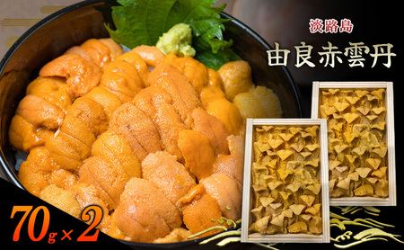 先行予約 淡路島 由良 赤雲丹 70g×2枚 ミョウバン不使用 赤うに 赤ウニ うに ウニ 雲丹 生うに 生ウニ 生雲丹 魚介 海鮮 海の幸 おつまみ つまみ ごはんのお供 酒の肴 洲本市 お届け：2026年8月初旬～9月下旬
