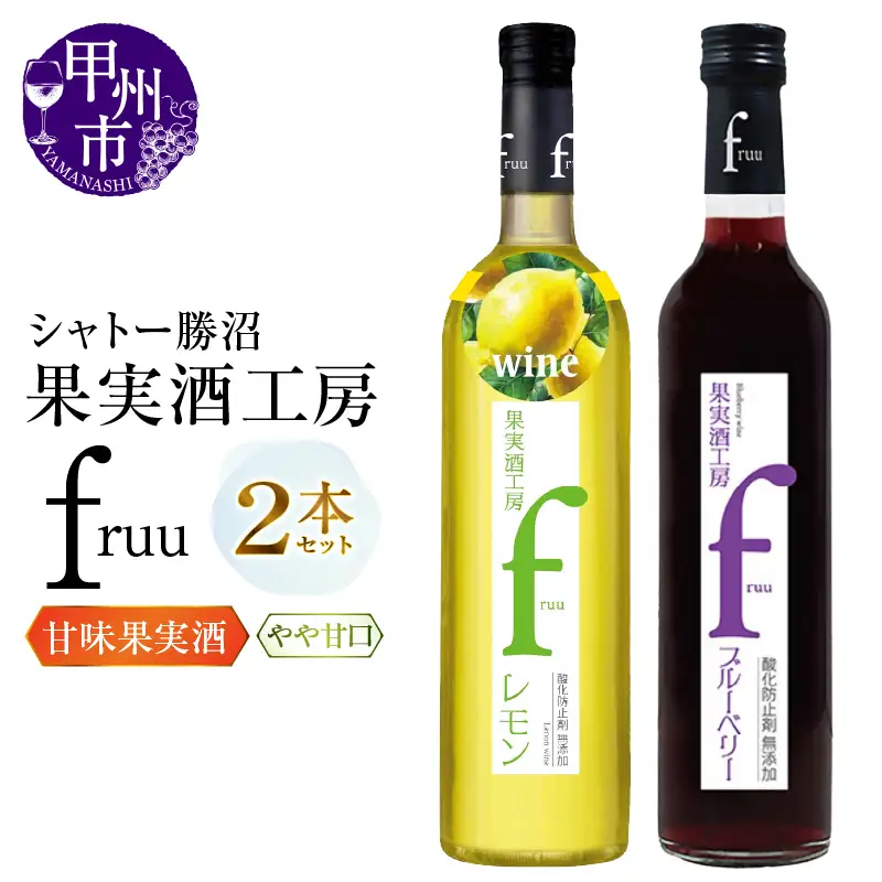ワイン シャトー勝沼 果実酒工房fruu レモン・ブルーベリー 2本セット（MG）A07-656