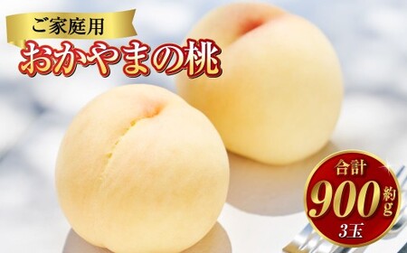 《ご家庭用》 おかやまの桃（大玉）3玉 （合計約900g） もも 桃 岡山県産 国産 フルーツ スイーツ 大玉 果肉 美味しい 甘い 柔らかい 岡山県 倉敷市【2026年7月上旬～8月下旬迄順次発送予定】