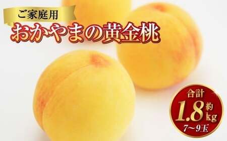 《ご家庭用》おかやまの黄金桃 7～9玉 （約1.8kg） もも 桃 黄金桃 岡山県産 国産 フルーツ スイーツ 大玉 果肉 美味しい 甘い 柔らかい 岡山県 倉敷市 【2026年8月下旬～9月下旬発送予定】