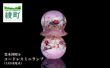 黒木国昭作 コードレスミニランプ 金・プラチナ象嵌「夢光琳 花ロマン」【グラスアート黒木】_A0114-053