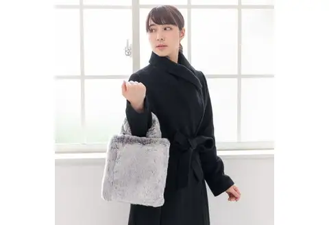 【0406-1】レッキスラビット スノートップ染め手提げバッグ グレー