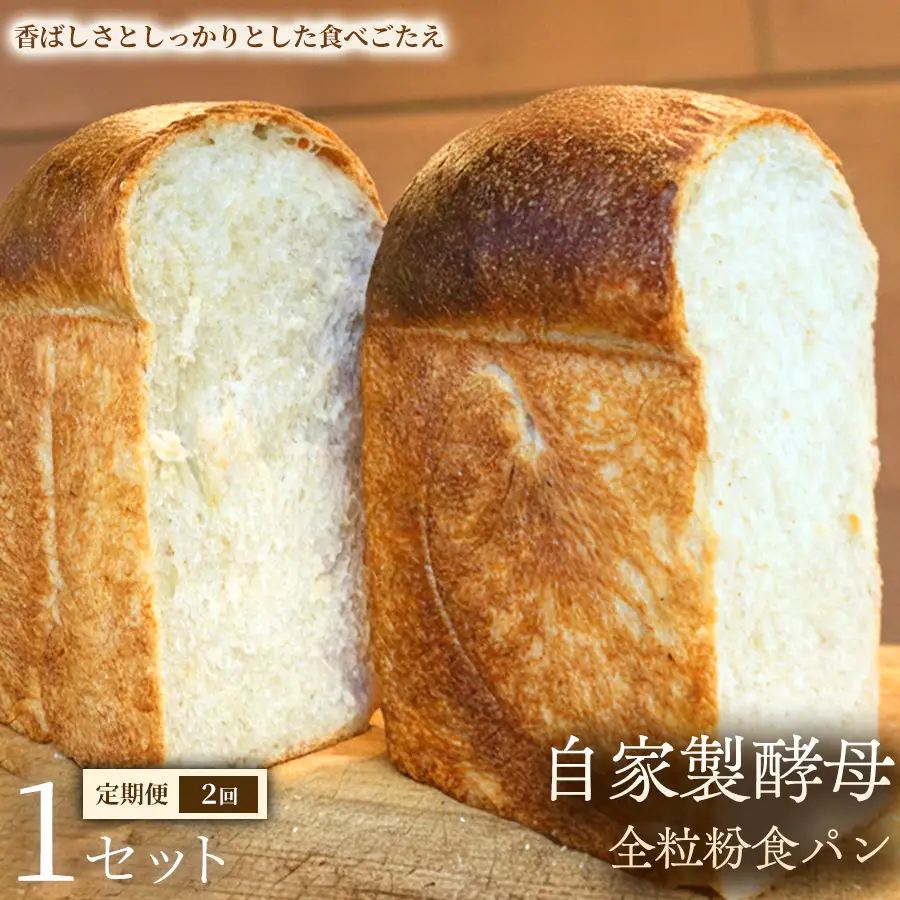 【定期便】自家製酵母全粒粉食パン（2斤・4山）×1セット×全2回【パン】冷凍パン 全粒粉 食パン 自家製 お取り寄せ 手作り 朝食 ギフト 贈答用 プレゼント 故郷 おやつ 埼玉県 加須市 ふるさと納税