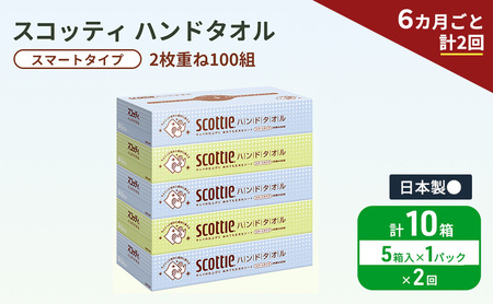 定期便 ペーパータオル スコッティ キレイの仕上げ 5箱 × 1パック 《 6ヶ月ごと計2回 》ペーパータオルセット